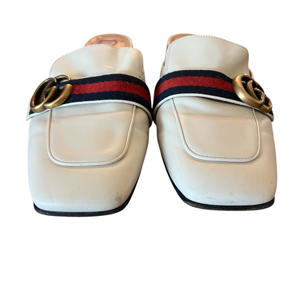 Gucci Betis Glamour Peyton GG Square Toe Leather Mules EU 37.5 US 7.5 - Picture 2 of 13